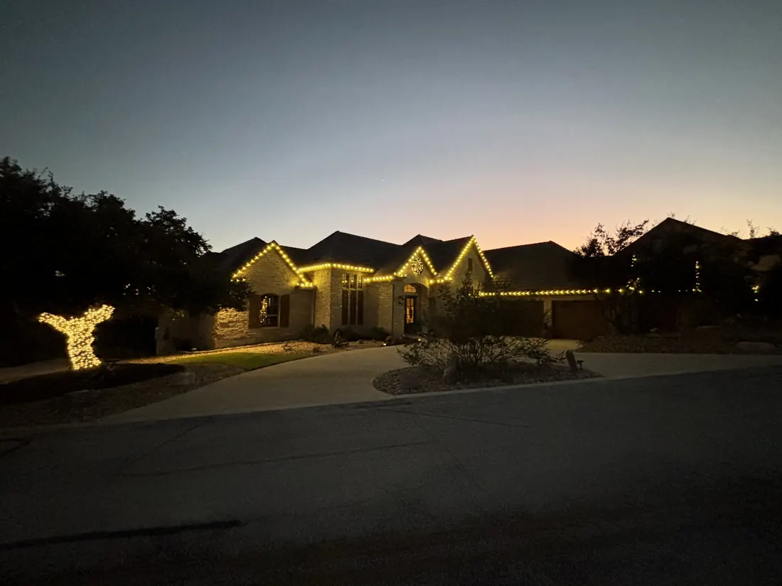 Roofline against a Texas sunset