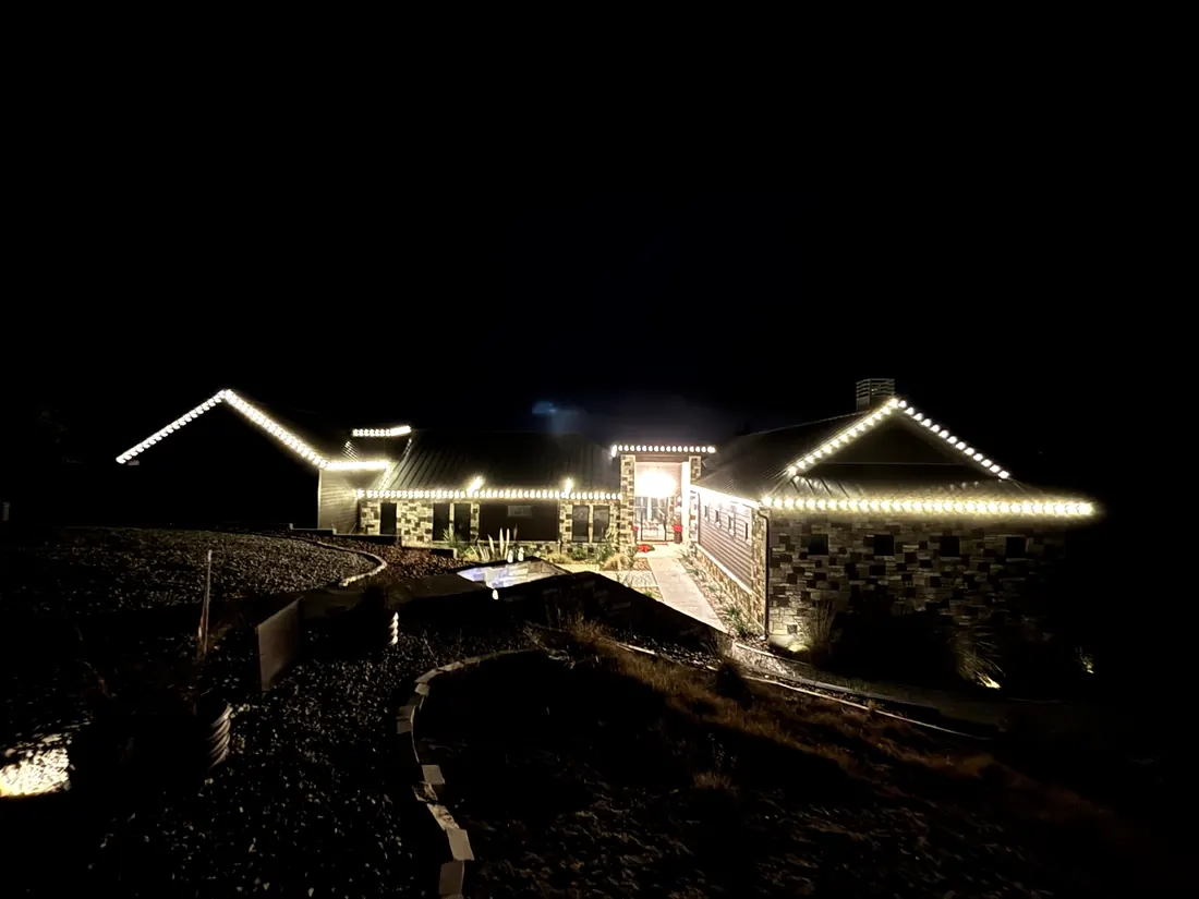 Hillside home in warm white